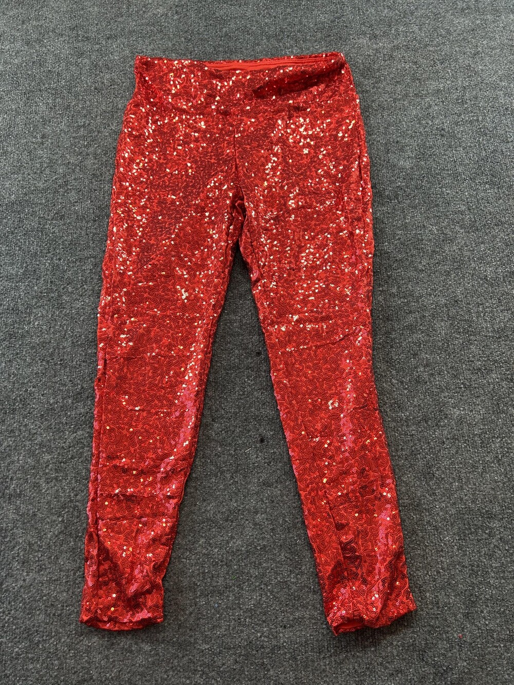 Tipsy Elves Leggings Womens Large Red Sequin High Rise Ankle Party Pants Festive